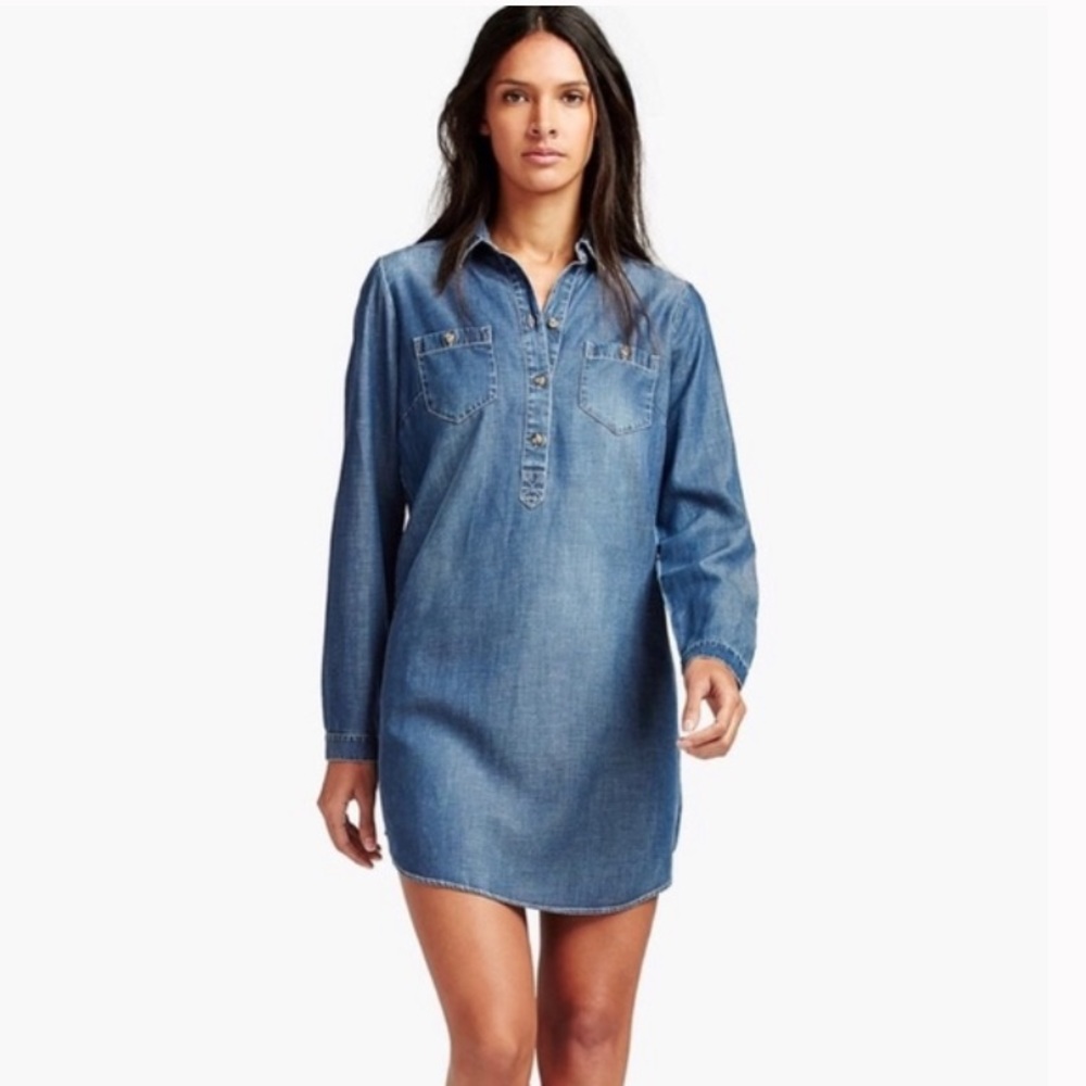 NWOT Lucky Brand Chambray Popover Shirtdress
